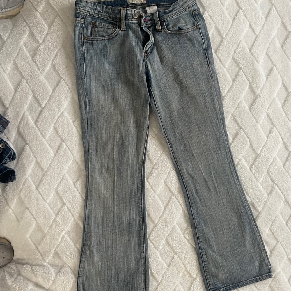 Levis 518 Superlow Boot Cut Jeans in Light Blue